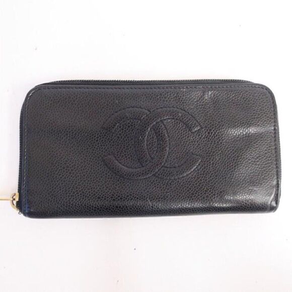 CHANEL Caviar Leather Zip around Long Wallet - Picture 1 of 15